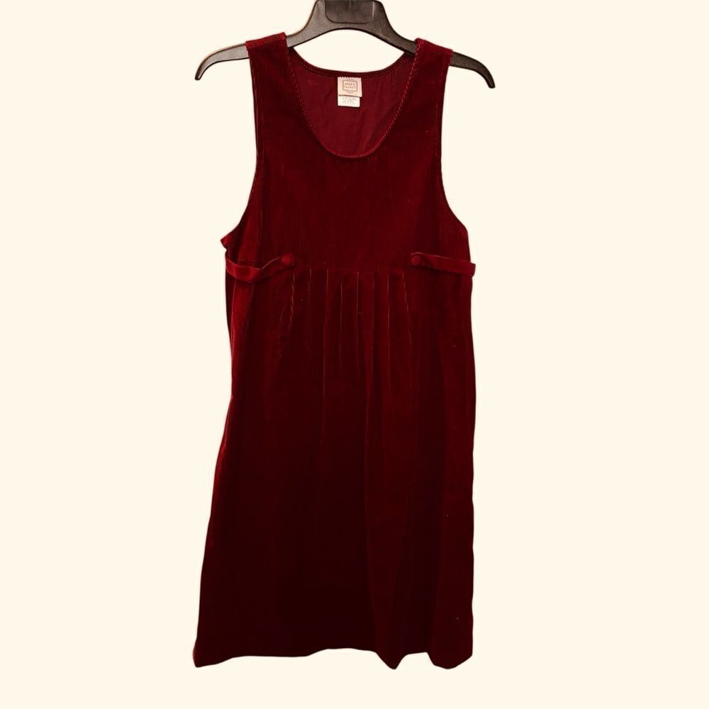 Pam's Closet Vintage Elegant Red Corduroy Sleeveless Dress Size Medium
